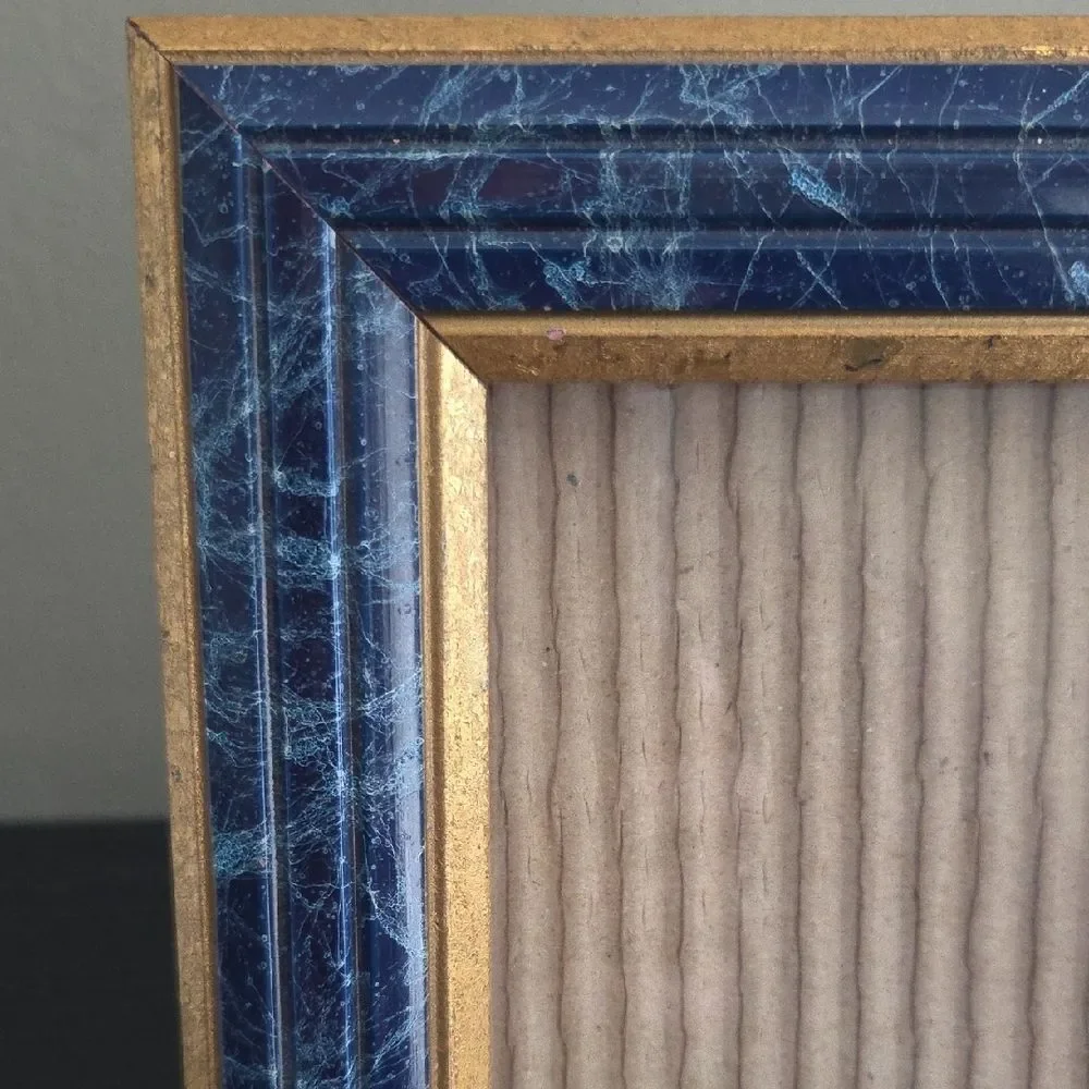 Elegant Blue and Gold Picture Frame